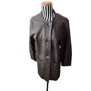 Vintage 1960's Mid Western Wisconsin Deerskin Leather Jacket M Brown Barn Coat